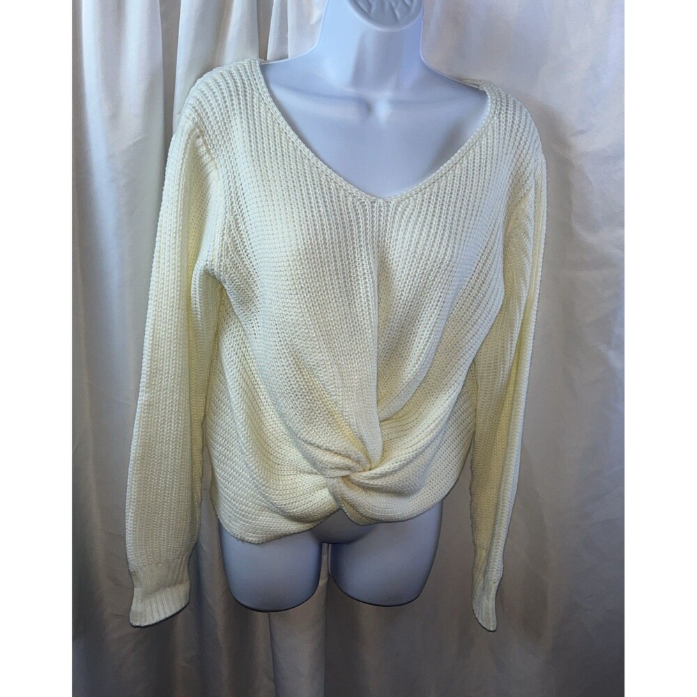 Sage The Label Women’s Hold You Close Cream Knotted From Pullover Sweater Size M